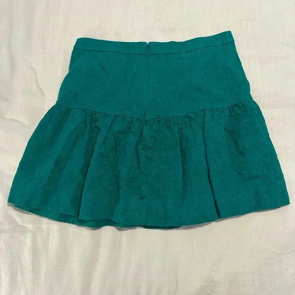 J. Crew Emerald Green Peplum Mini Skirt Size 6